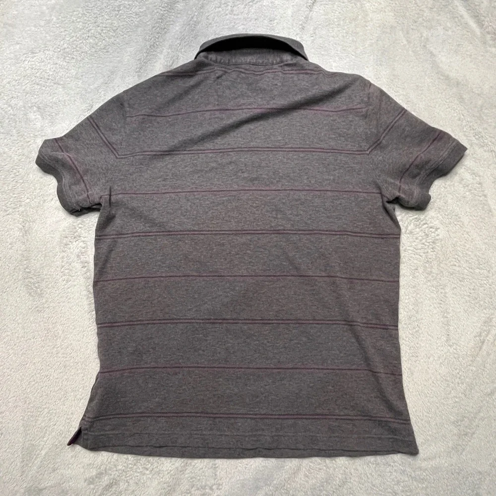 Banana Republic Mens Grey Striped‎ Luxury Polo Shirt TikTok Preppy Y2K Lo-Fi